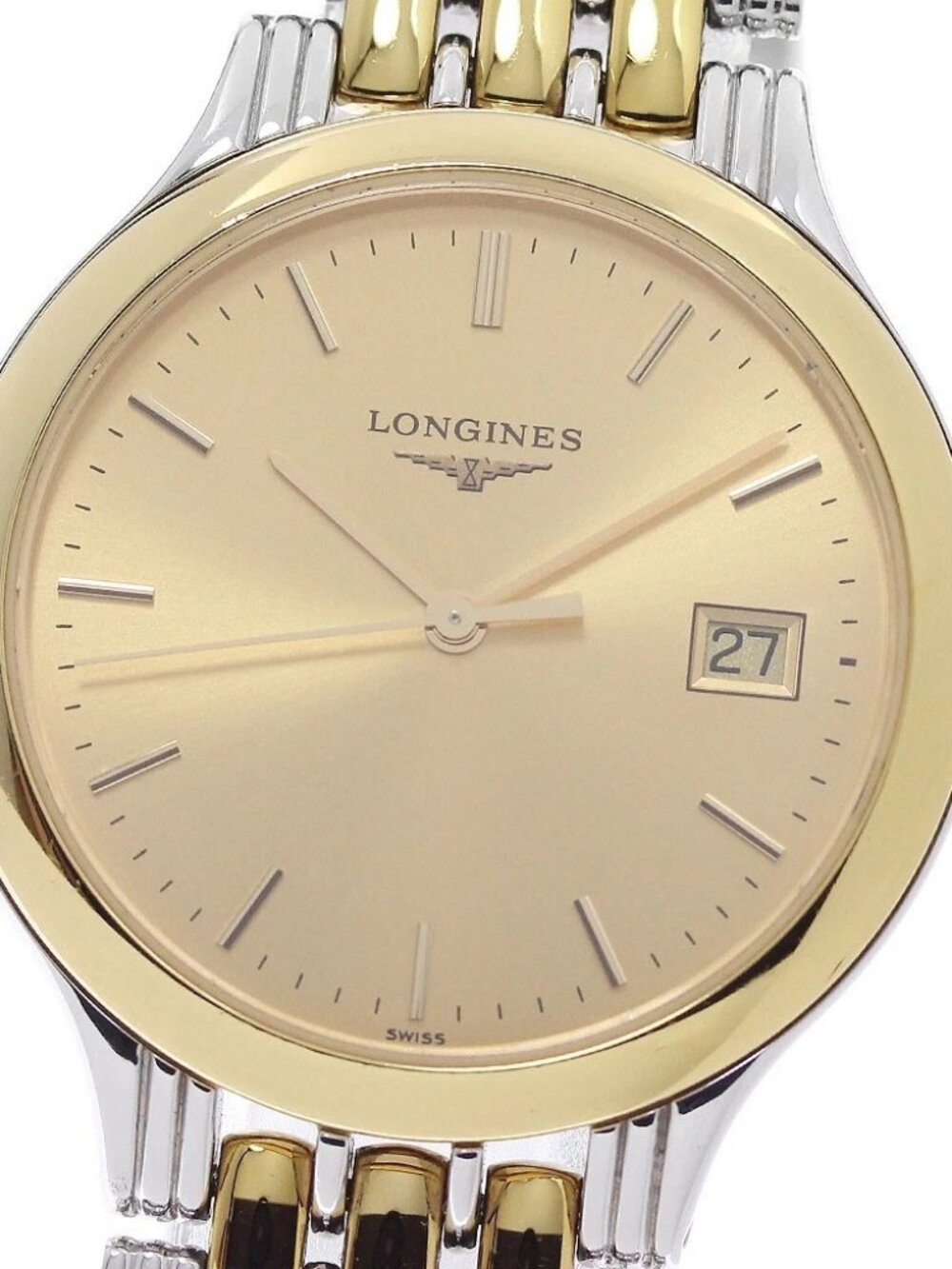 LONGINES L5.649.3 Date Gold Dial Quartz Men's Watch_961191